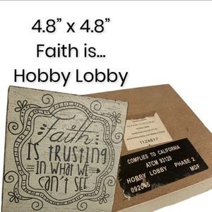 ⭐️ ONLY $5 WYB 3+⭐️ 
Hobby Lobby's "Faith IS..." Small 5 inch Square Wooden Sign